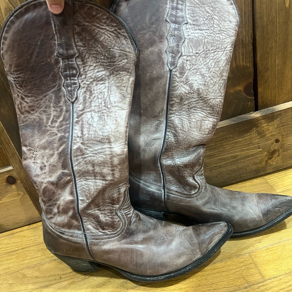 Yippee Ki Yay Brown Leather Cowboy Boots